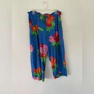 Jams World Vintage “Bluquet” Drawstring Pants, Blue Floral, Size Large